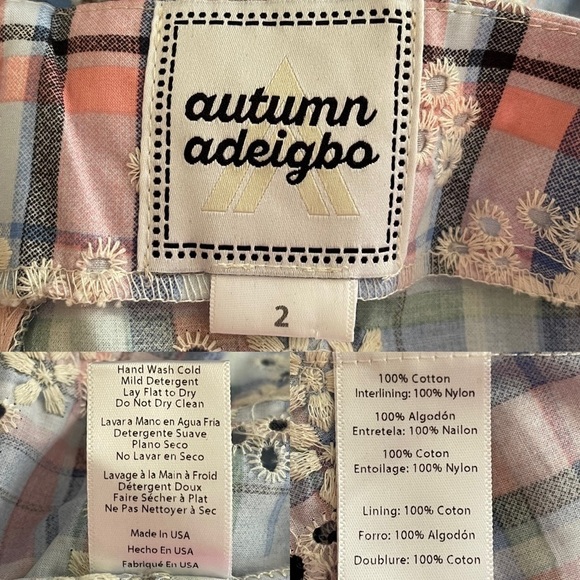 Autumn Adeigbo Catira Check Eyelet Puff-Sleeve Mini Dress in Blue Eyelet Print - Picture 9 of 10